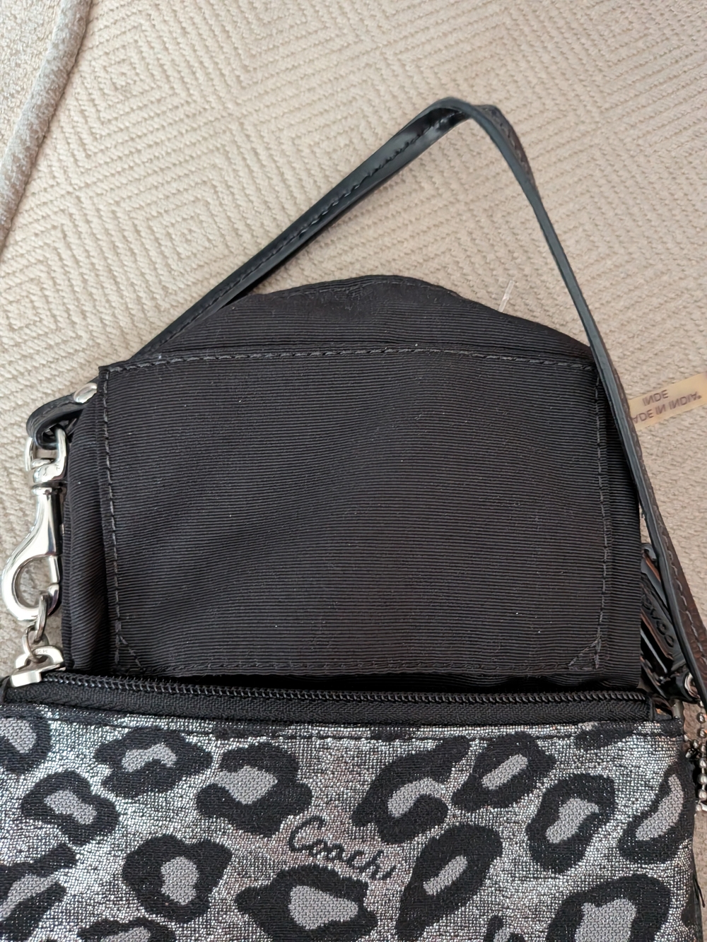 Coach Silver & Black Leopard Print Wristlet - Picture 6 of 6